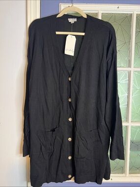 Wonderly 1x Black Long Button Cardigan NWT